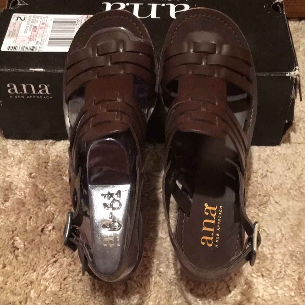 NWT A.N.A. Jillian brown snakeskin sandal heel 6.5 - Picture 5 of 9
